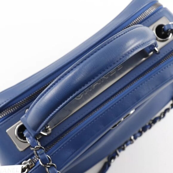 CHANEL Trendy Bowling Bag Handbag 2WAYShoulder Blue Calfskin Women - Picture 11 of 12